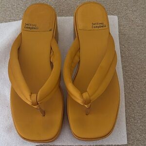 Jeffrey Campbell Finley Satin Yellow Sandals